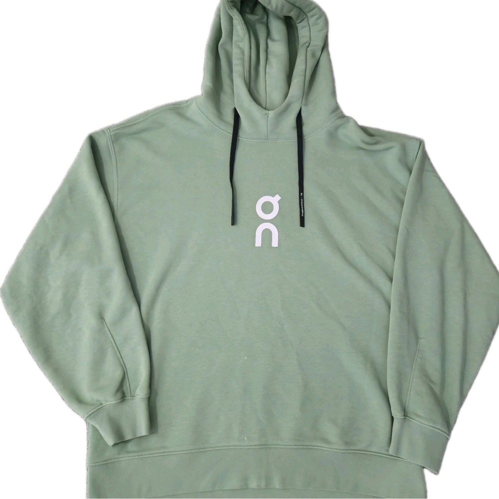 On Cloud Club Hoodie Mens L Green Pullover Relaxed Sweatshirt Drawstring Logo